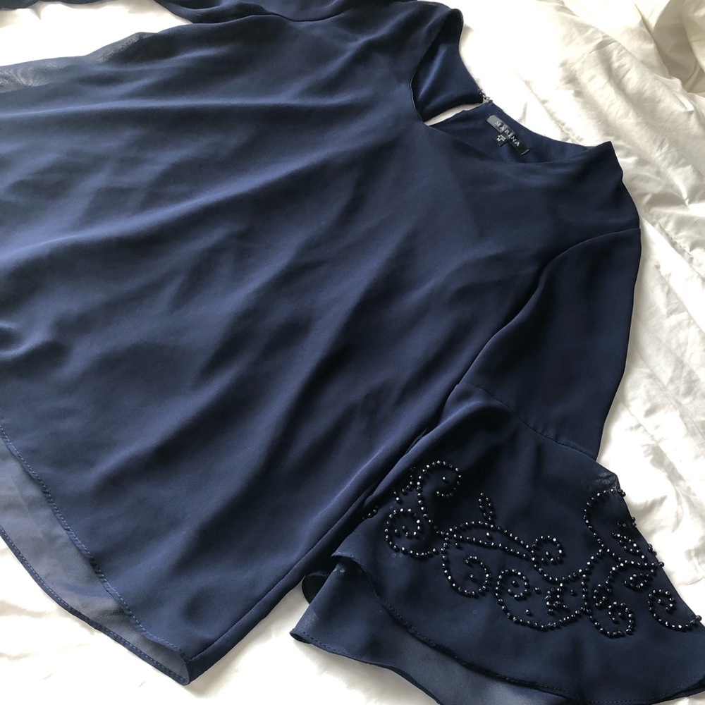 Dark Blue Beaded Blouse